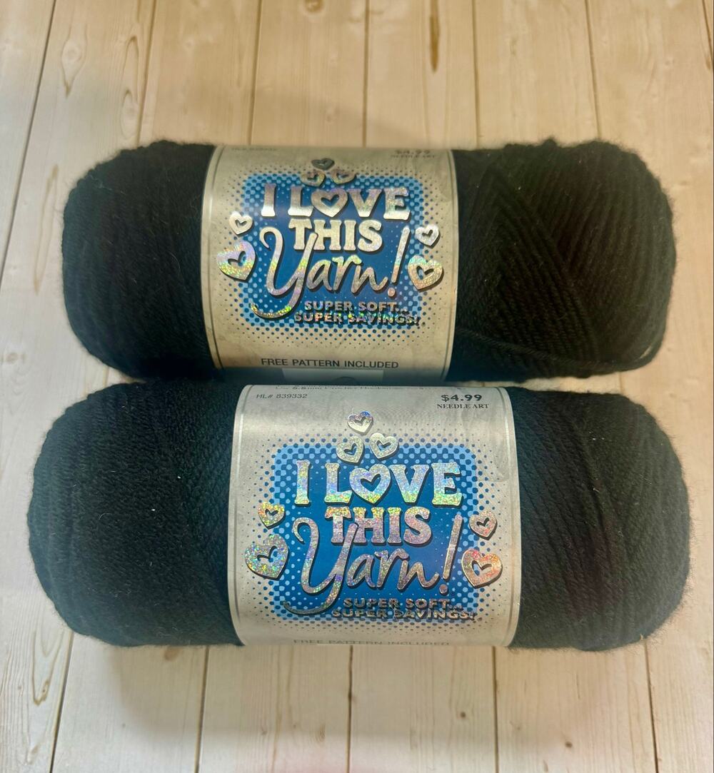 2 Skeins Hobby Lobby I Love This Yarn! Black 30 Super Soft 7oz 355yds Acrylic